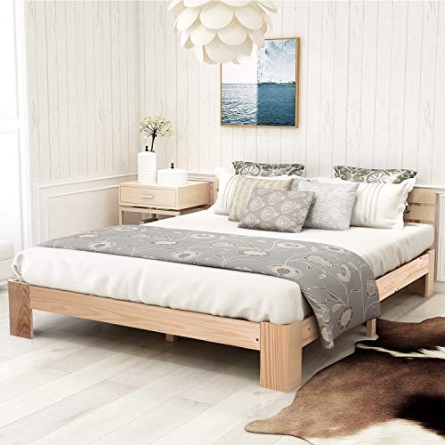 Marco de Cama de Madera para Camas Individuales Marco de Cama de Plataforma de tamaño Completo de Madera Blanca con cabecero Base de colchón Szie Completo con Soporte de Listones de Madera Marco de Cama de Madera para Camas Individuales Marco de Cama de Plataforma de tamaño Completo de Madera Blanca con cabecero Base de colchón Szie Completo con Soporte de Listones de Madera