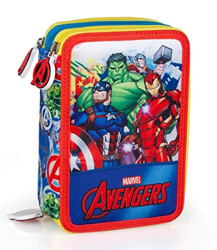 Marvel´S The Avengers Bolsa de Plumas, Plumero 3-fach Lleno Jóvenes Caja de Lápices Bolsa de Primavera Captain America Thor Iron Man El Increíble Hulk
