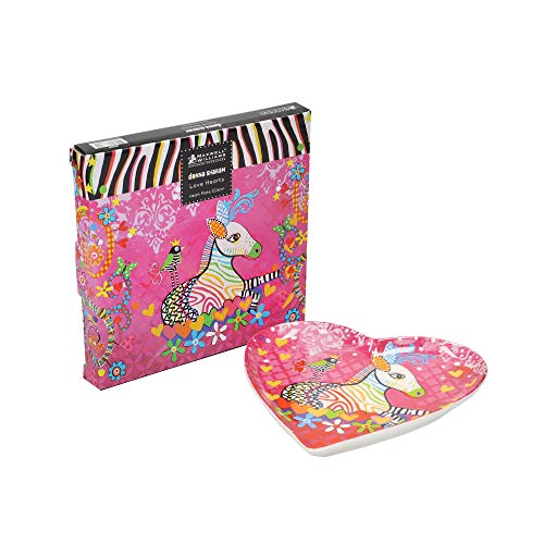 Maxwell & Williams Plato lateral con forma de corazón con diseño Zig Zag Zeb, caja de regalo, porcelana, rosa, 15,5 cm Maxwell & Williams Plato lateral con forma de corazón con diseño Zig Zag Zeb, caja de regalo, porcelana, rosa, 15,5 cm