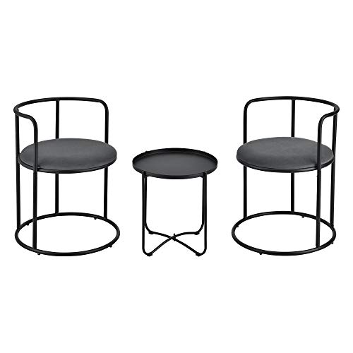 Mesa de Centro con 2 sillas Älvkarleby 45 x 45 cm y 68 x 52,5 cm Juego de Muebles de Salón Mesa Auxiliar con Tapa extraíble Silla con Cojín de Asiento Terciopelo Negro Mesa de Centro con 2 sillas Älvkarleby 45 x 45 cm y 68 x 52,5 cm Juego de Muebles de Salón Mesa Auxiliar con Tapa extraíble Silla con Cojín de Asiento Terciopelo Negro