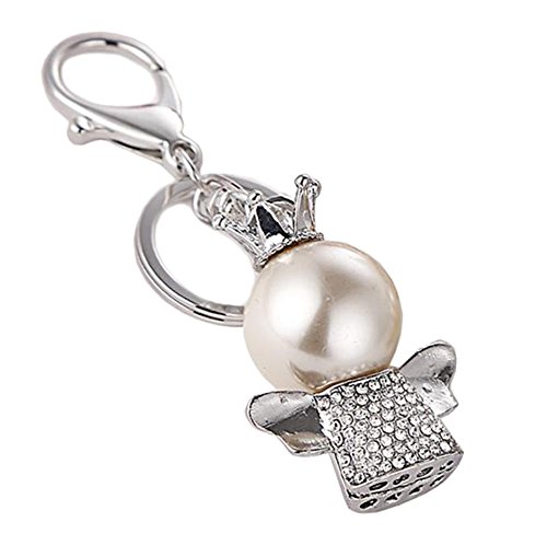 Milopon Llavero para Llaves Figura de Angelito con Crona Perla Diamantes de Imitación Regalo Decoración Recuerdo Premio 11.5*6*4cm Milopon Llavero para Llaves Figura de Angelito con Crona Perla Diamantes de Imitación Regalo Decoración Recuerdo Premio 11.5*6*4cm