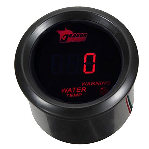 Mintice 2" 52mm Negro medidor Digital de Coche luz LED Rojo medidor de Temperatura del Agua Calibre Motor
