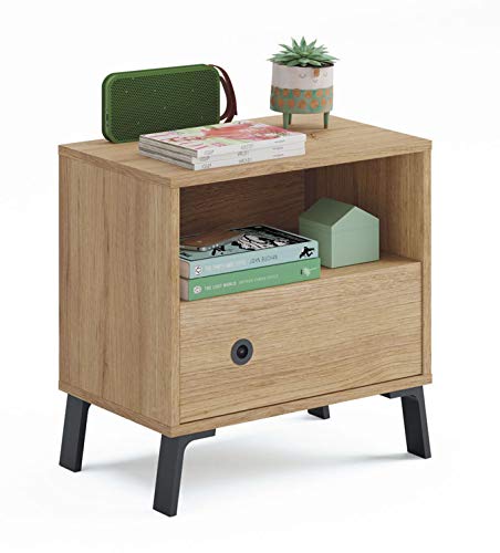Miroytengo Mesita de Noche habitacion Clim 1 Cajon 1 Hueco Estilo Industrial Color Roble Gold 52x50x35 cm Miroytengo Mesita de Noche habitacion Clim 1 Cajon 1 Hueco Estilo Industrial Color Roble Gold 52x50x35 cm
