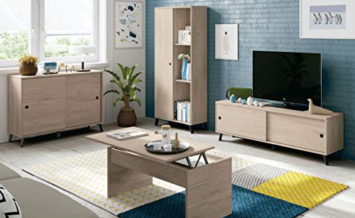 Miroytengo Muebles salón Completo Manaslu Roble y Negro nórdico Industrial (Mueble TV+Aparador+Librería+Mesa Centro) Miroytengo Muebles salón Completo Manaslu Roble y Negro nórdico Industrial (Mueble TV+Aparador+Librería+Mesa Centro)