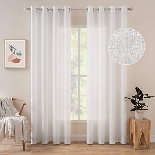 MIULEE 2 Unidades Cortinas Translucidas Poliéster Lino con Ojales Visillos de Dormitorio Moderno Ventana Salon Habitacion Cuarto Dormitorio Comedor Cocina 140x145 cm Blanco Puro MIULEE 2 Unidades Cortinas Translucidas Poliéster Lino con Ojales Visillos de Dormitorio Moderno Ventana Salon Habitacion Cuarto Dormitorio Comedor Cocina 140x145 cm Blanco Puro