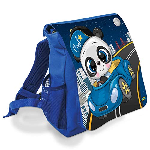 Mochila infantil con diseño de oso panda en el coche para guardería o guardería, con correas acolchadas y correa de pecho, 6 litros de volumen y gran compartimento interior.