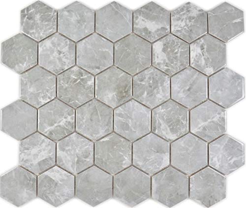 Mosaico de cerámica hexagonal hexagonal mármol gris brillante pared suelo cocina ducha baño azulejos azulejos mosaico mosaico mosaico mosaico mosaico mosaico mosaico mosaico placa placa