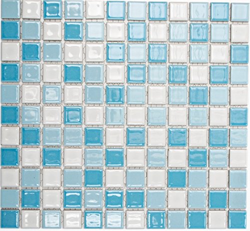 mosaico de red mosaico azulejos cuadrado mix Azul/Blanco Brillante cerámica mosaico pared azulejos Espejo Ducha Taza azulejos Espejo de pared Baño o cocina