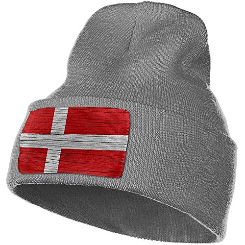 Mujeres y Hombres Textura de Madera Bandera danesa Invierno Cálido Gorros Gorros Stretch Skull Ski Knit Hat Cap