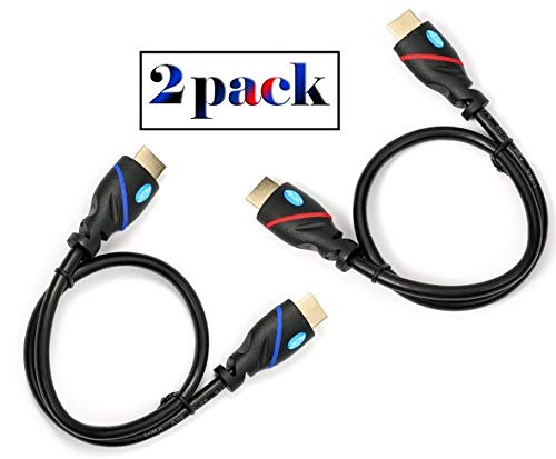 MultiCable-Cable HDMI de alta velocidad con Ethernet (3M) "2 Pack" 1.4a 2.0A - Compatible con 3D y canal de retorno de audio (ARC) - Full HD [última versión HDMI disponible] - 3 metros 2 pack negro