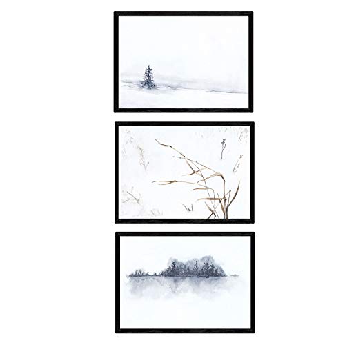 Nacnic Set de tres láminas Noviembre, nieve y nordico. Láminas estilo nórdico para enmarcarTamaño A4