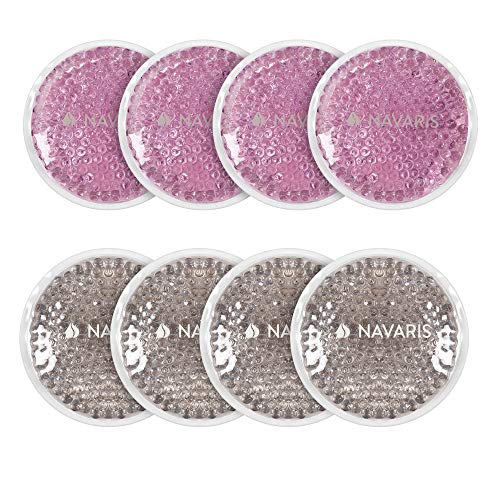 Navaris 8x Compresa de gel frío calor - Set de almohadillas para calentar en microondas y enfriar en congelador - Bolsas reutilizables - Rosa y gris