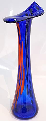 Oberst dorfer Glashütte Azul Naranja Jarrón Estrecho Farbige Jarrón de Cristal para Individuales Larga Flores de Cristal soplado Altura Aprox. 28 cm