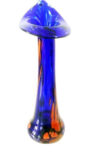 Oberstdorfer Glashütte Jarron Estrecho de Cristal Coloreado, florero de Vidrio soplado a Boca en Colour Azul, Naranja, Altura Aprox. 16 cm, diseñado y Fabricado