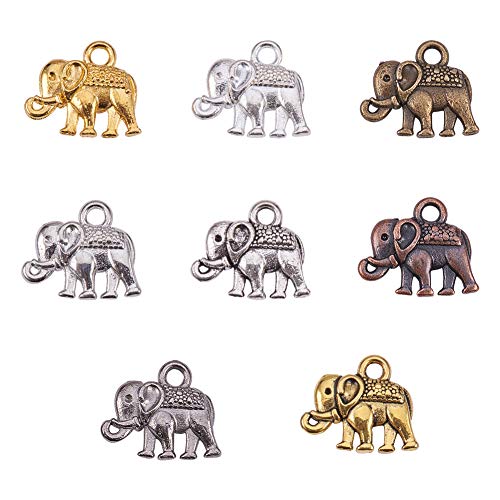 PandaHall Elite 160pcs 8 colores de aleación tibetana Animal Elefante Charms Colgantes Lucky Metal Beads Charms para DIY Pulsera Collar Joyería