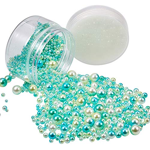 PandaHall Elite - Cuentas de perlas de imitación para rellenar jarrón, bodas, fiestas, decoración del hogar, color verde marino claro (3 mm, 4 mm, 5 mm, 6 mm, 8 mm, 10 mm)