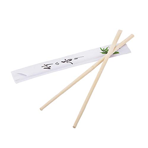 (Paquete de 100 pares) Palillos de madera de bambú desechables envueltos individualmente (100)
