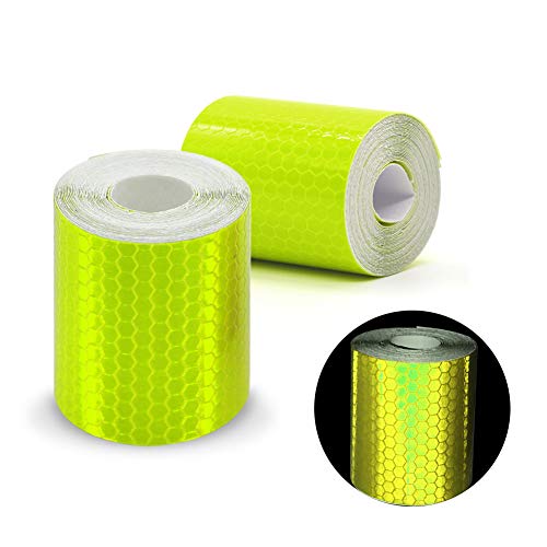 Paquete de 2 rollos de cinta adhesiva reflectante, de color amarillo fluorescente, ideal como cinta de seguridad, tamaño de 3 m x 50 mm, amarillo Paquete de 2 rollos de cinta adhesiva reflectante, de color amarillo fluorescente, ideal como cinta de seguridad, tamaño de 3 m x 50 mm, amarillo
