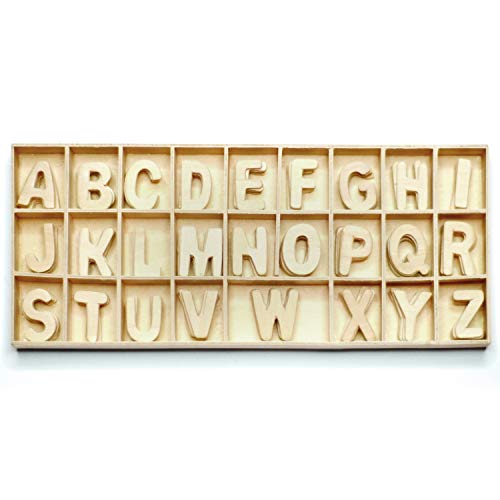 PARAES Letras de madera color natural - 130 letras - Letras madera - Letras de madera decorativas - Nombre madera - Madera manualidades - abecedario para niño - juego de letras - s