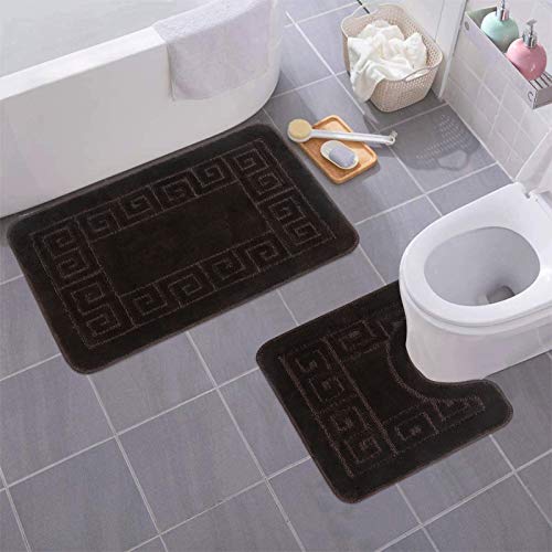 Pauwer Alfombra De Baño set 2 piezas Cocina Alfombrilla De Baño Antideslizante Multifuncional Suave Cómoda Y Absorbente chocolate