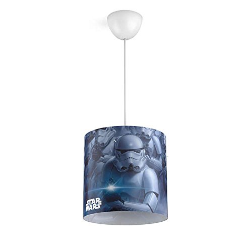 Philips Star Wars Soldado Imperial - Lámpara colgante azul, blanca y negra, casquillo gordo E27, iluminación interior, luz blanca cálida, material síntético