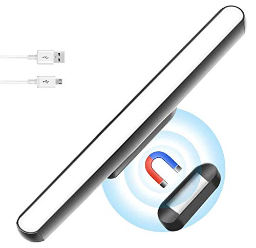 Phiraggit Debajo de la luz del gabinete, barra de luz de control táctil de ángulo ajustable regulable, luz de armario recargable USB Stick-on Anywhere Cocina Dormitorio Armario