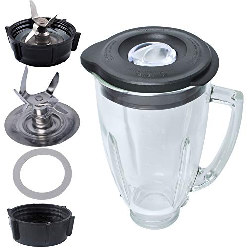 Piezas de Repuesto para Oster Batidoras Poweka Juego de Jarra de Vidrio de 6 Tazas 1.5L 4961 Cuchillas de 6 Puntas 4902 Base Tapa y Junta para Batidoras Oster Osterizer