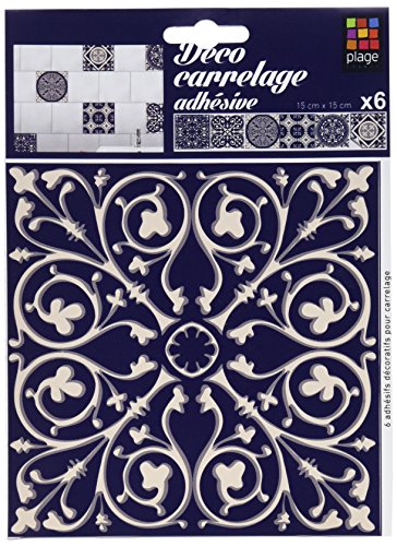 Plage Sticker de decoración para Azulejos - Smooth - Azulejos Antiguos Tono Purpura, 6 Piezas cuadradas de 15x15cm, Vinilo, Rojo/Lila, 15 x 0,1 x 15 cm 260535