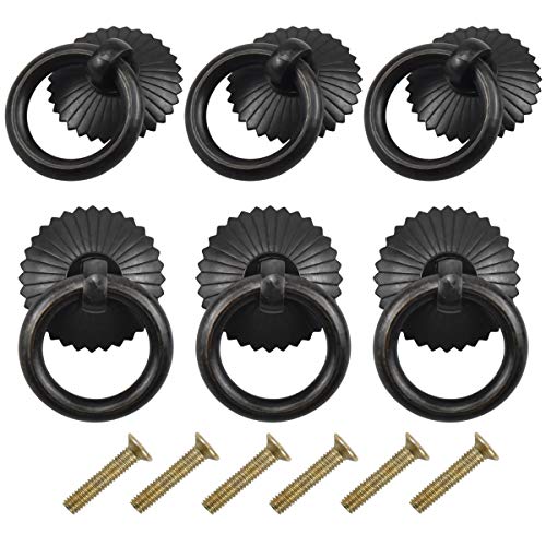 Pomos para Armario, 6 Piezas Pomos y Tiradores de Muebles Vintage, 30mm Pomos para Puertas, Armarios de Cocina Cajones de Comodas Antiguos para Cocina, Dormitorio, Baño - Negro