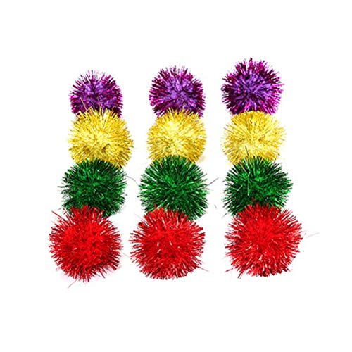 POPETPOP 30 bolas de espumillón de colores surtidos, con pompones de purpurina para gatos y gatitos (colores variados)