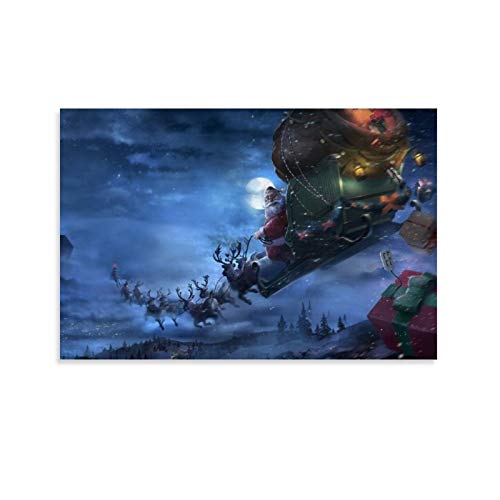 Póster de la lona de la noche de la nieve de la Navidad de los viñedos de la Navidad de la noche de la nieve de la pintura del arte del dormitorio 30 x 45 cm