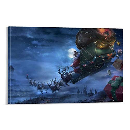 Póster de la lona de la noche de la nieve de la Navidad de los viñedos del dragón 30 x 45 cm
