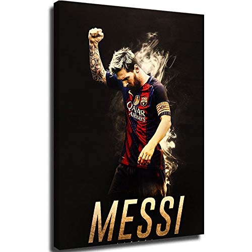 Póster de la lona de los viñedos del dragón para la pared de la sala de estar Lionel Messi Football Star Art Poster marco de lona 30,5 x 40,6 cm