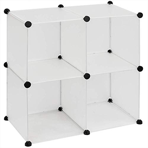 PrimeMatik - Armario Organizador Modular Estanterías de 4 Cubos de 35x35cm plástico Blanco