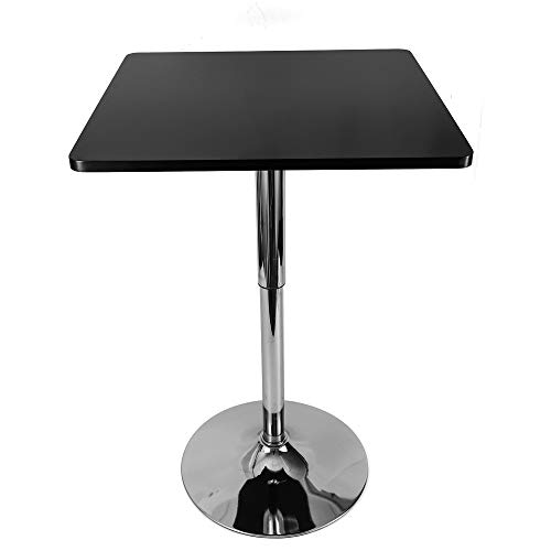 RANZIX Mesa alta de bar de color negro, mesa alta, mesa de bistro, mesa cuadrada, altura regulable, 27,6 – 35,4 pulgadas, escritorio 23,6 x 23,6 x 0,7 cm