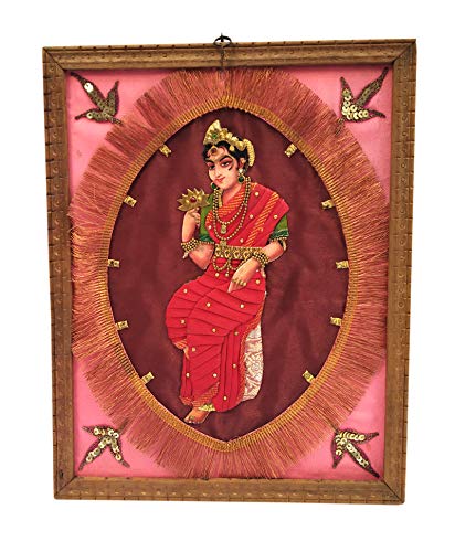 Retrato de Mujer India de Estilo Vintage en Tela (Hecho a Mano), 8.5 x 10.5 Pulgadas Retrato de Mujer India de Estilo Vintage en Tela (Hecho a Mano), 8.5 x 10.5 Pulgadas