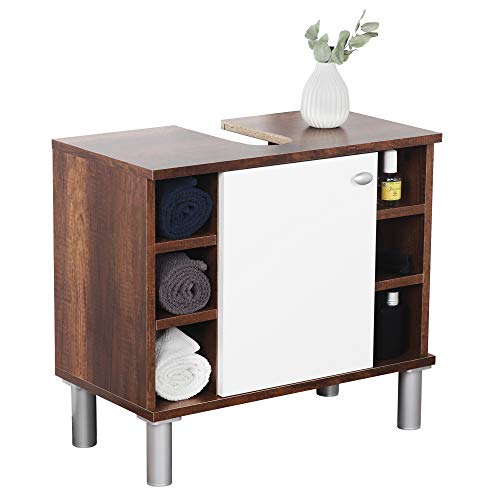 RICOO WM100-EC-W Mueble baño bajo Lavabo 60x54x32cm Armario Auxiliar pequeño Estantería Debajo lavamanos Toallero Madera Blanca y Roble marrón RICOO WM100-EC-W Mueble baño bajo Lavabo 60x54x32cm Armario Auxiliar pequeño Estantería Debajo lavamanos Toallero Madera Blanca y Roble marrón