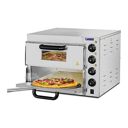 Royal Catering - RCPO-3000-2PS-1 - Horno para Pizza - 2 compartimientos - Arcilla refractaria 40x40x1,5cm