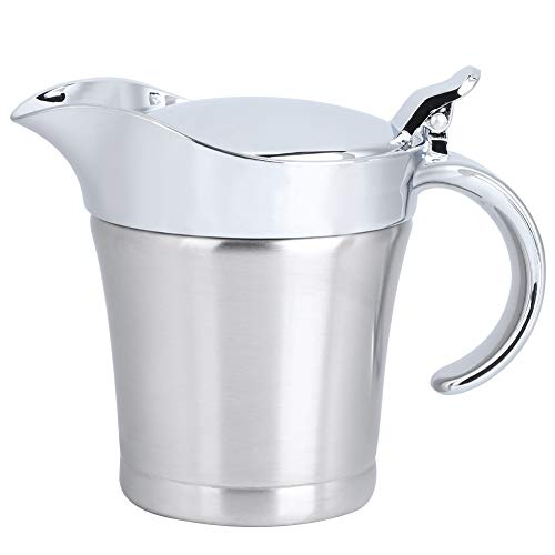 Salsera, Salsera de acero inoxidable 304 Salsera, Jarra para servir sabor aislante de doble capa para el hogar, Aderezo para ensaladas, Condimentos y caldos, Utensilios de cocina 450 ml