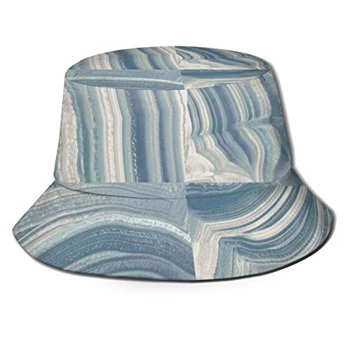 SDFRG Sombrero de Pescador de mármol Verde Azulado Sombreros de Copa Transpirables de Tapa Plana Sombrero de Sol de Moda Unisex Verano