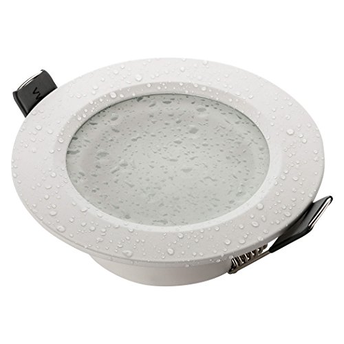 SEBSON Foco empotrable Techo para baño (IP44) incl. GU10 casquillo (LED/Halógeno) - Orificio de montaje ø75mm, ø93x27mm, redondo, aluminio blanco