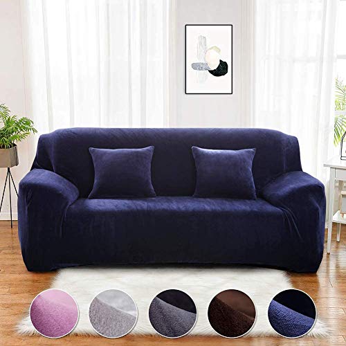 Seogva - Funda de sofá de terciopelo, 1 pieza de funda gruesa para muebles, elegante funda de sofá para sala de estar, fundas de sofá para perros, funda de sofá (sofá de 3 plazas, azul marino)