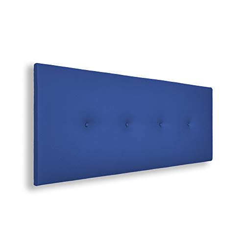 Silcar Home - Cabecero de Cama Tapizado en Polipiel con Hilera de Botones, Modelo Silvi (Azul, 90 cm) | Cabecero Acolchado | Cabezal Tapizado | Cabecero Original