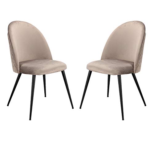 Sillas de Comedor de Terciopelo Juego de 2/4/6 Sillas de Ocio Modernas de Mediados de Siglo Sillas tapizadas con Patas de Metal para la Sala de Estar del Dormitorio (Gray S2)