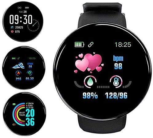 Smartwatch,Reloj Inteligente Impermeable IP65, Pulsera de Actividad Inteligente con Monitor de Sueño Contador de Caloría Pulsómetros Podómetro, para Hombres Mujeres Niños Compatible iPhone Android