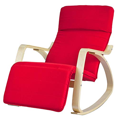 SoBuy sillón de relada, Silla de relada, mecedora, rojo, FST16-R,ES (Rojo)