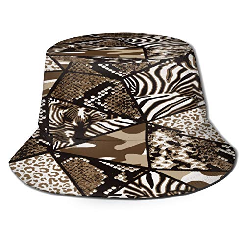 Sombrero de Pesca,Vector Pieles Animales Cebra Serpiente Leo,Senderismo para Hombres y Mujeres al Aire Libre Sombrero de Cubo Sombrero para el Sol