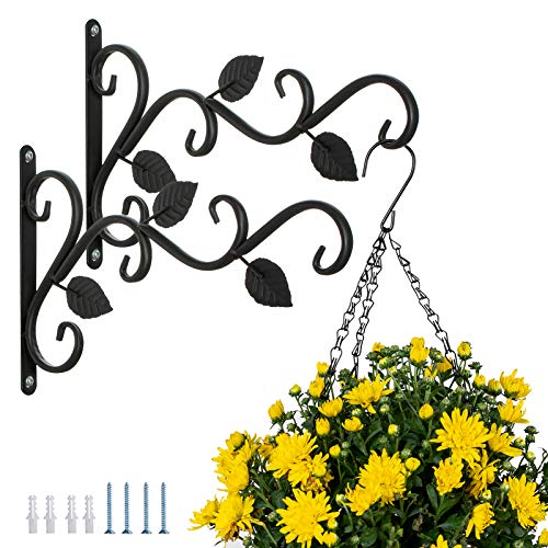 Soporte Planta Colgante Gancho Pared, 2 Piezas Soportes Jardín Colgadores Macetas Colgantes con Tornillo 29.5cm para Linternas, Comederos para Pájaros Campanas Viento Jardineras Ganchos Decoración