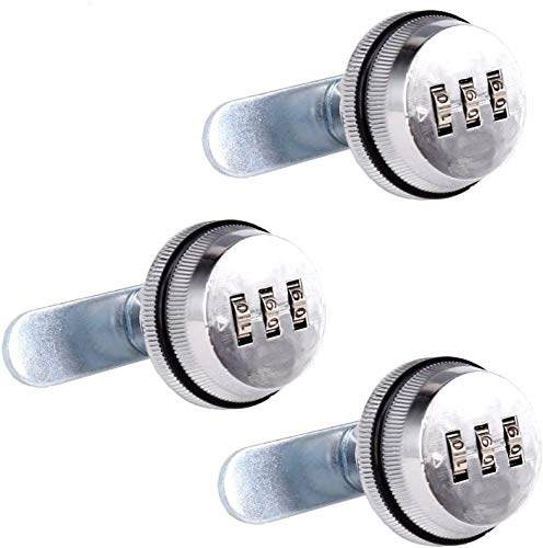 Spotact Combinacion Cam Lock Cerraduras de Seguridad Cromo Brillante Generador Cerradura Codificada Para Caja de Aleacion de Zinc Gabinete (3 Paquete-3cm)