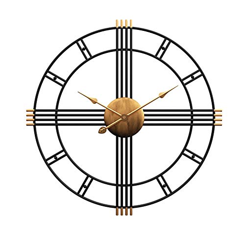 Stands Reloj de Pared nórdico Creativo Simple Retro silencioso Metal Hierro Forjado Romano diseño Moderno decoración de Sala de Estar Wall Clock de Cuarzo